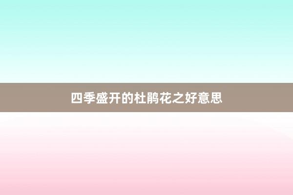 四季盛开的杜鹃花之好意思